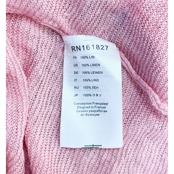 Estheme Studio Paris Linen Pullover Pink Top White Trim Dolman Sleeve Size Large - Picture 6 of 6